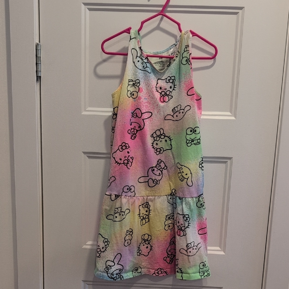 Hello Kitty And Friends Sanrio Tie-dye Cartoon Print Dress H&M
